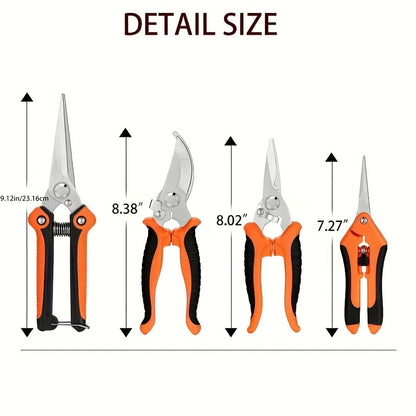 Gardening Pruning Tool Set 8 Piece Stainless Steel, Pruning Shears Scissors Pliers Handle with Wiping Cloth