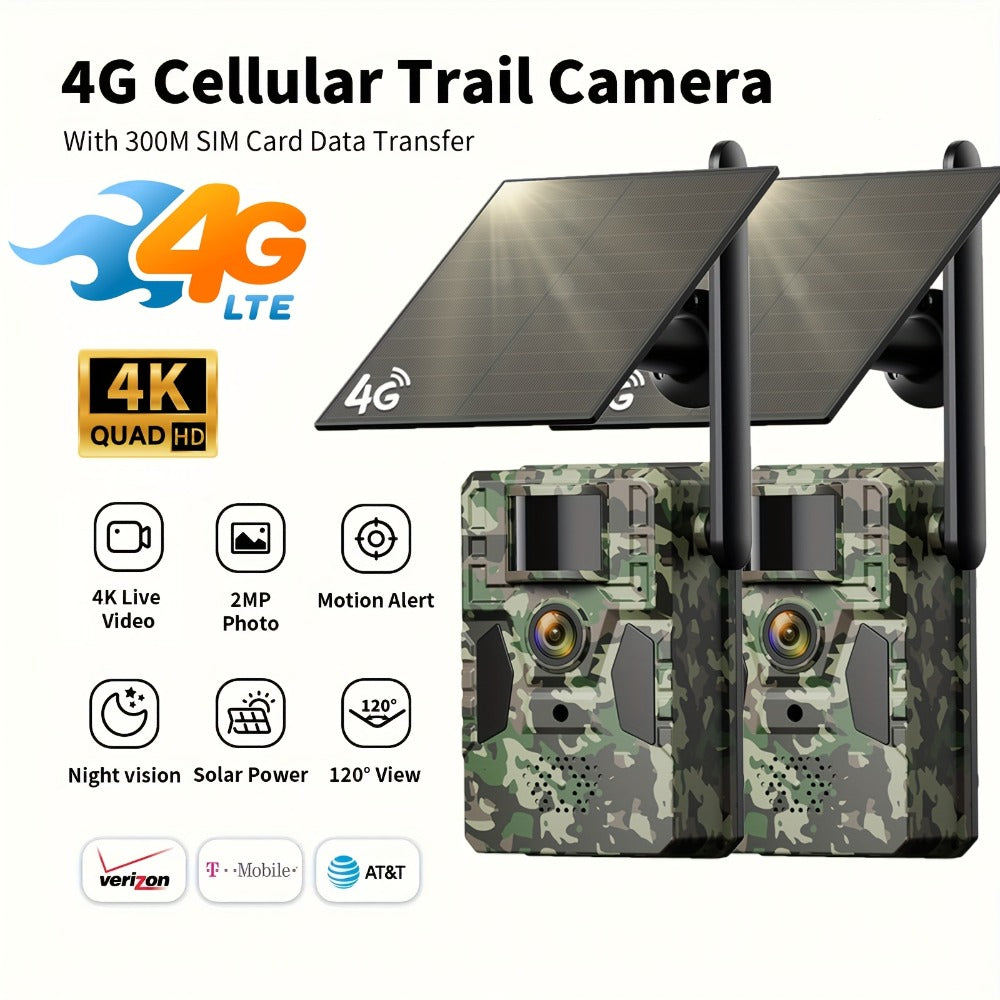 4G Cellular Trail Camera 2K No WiFi Required with Phone App Remote View, Wireless Game Camera for Deer Hunting