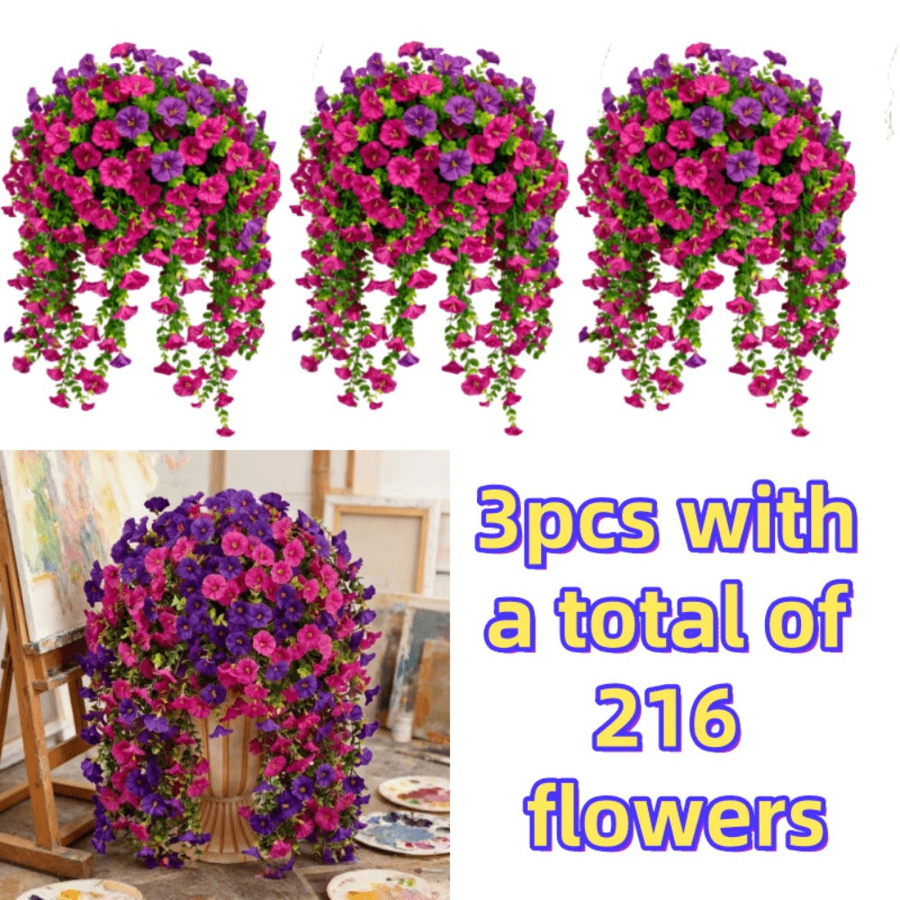 Three-Piece Artificial Rose Vine Garland with 216 Listed Flowers in Twelve Exact Color Combinations