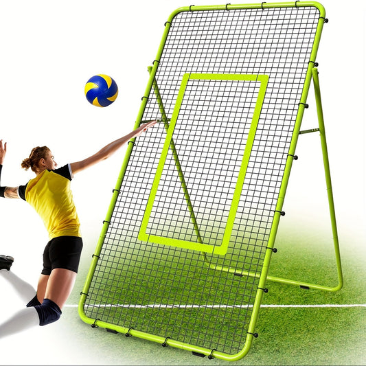 Volleyball Rebounder Net 7x4ft Adjustable Angle – Portable Steel Frame Training Rebounder with High-Tension PE Netting & 24 Elastic Cords for Volleying Bumping Spiking Practice – Solo & Team Drills