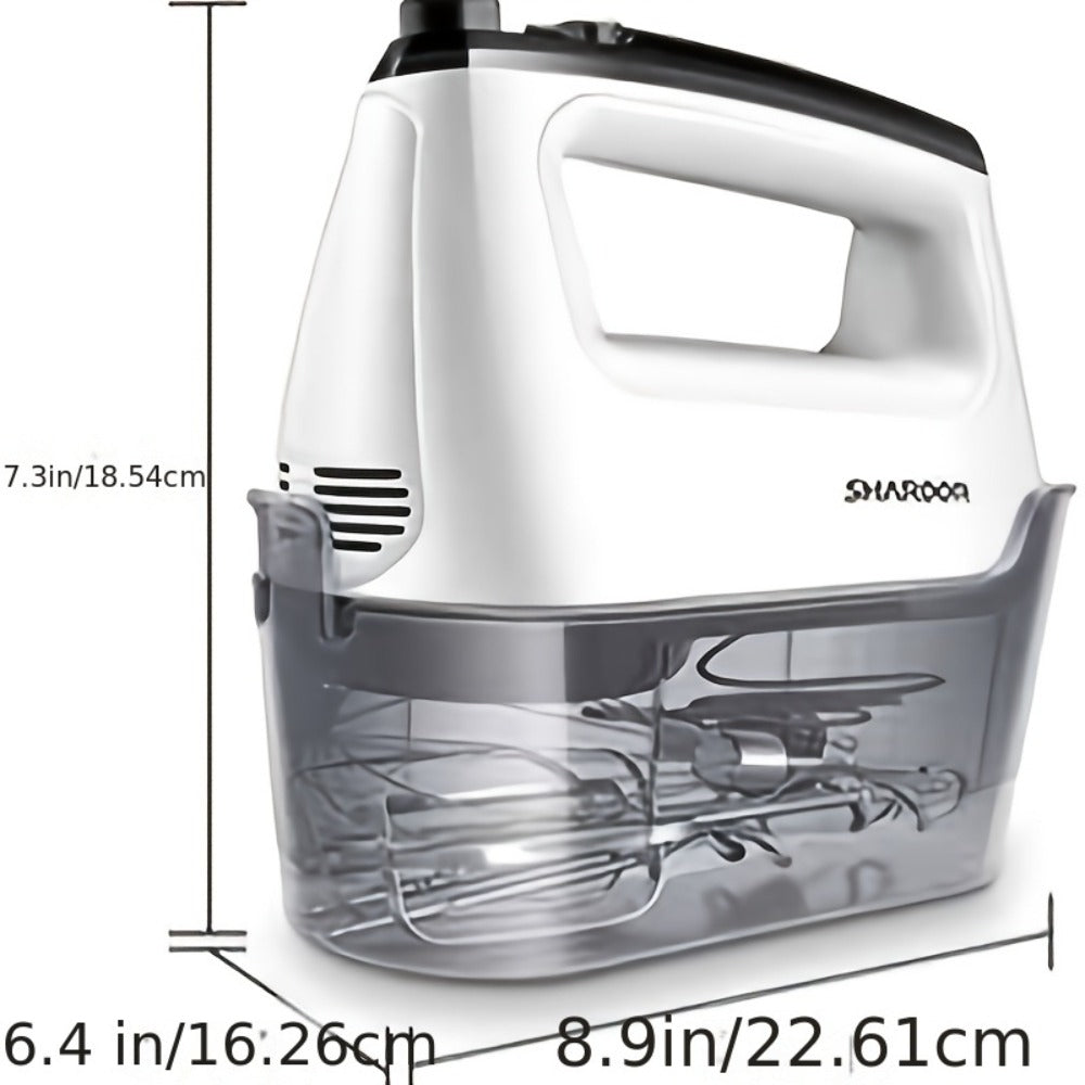Electric Hand Mixer 6-Speed with Turbo – 5 Stainless Steel Attachments, Snap-On Storage Case, Handheld Mixer for Whipping, Baking Cookies, Cakes, Dough & Brownie Batter