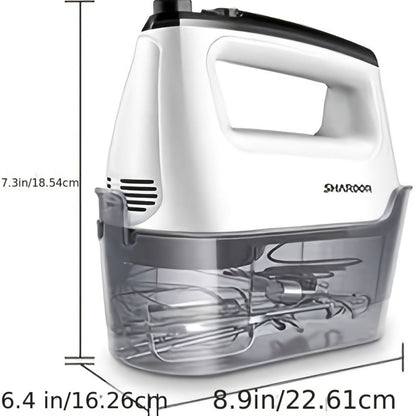 Electric Hand Mixer 6-Speed with Turbo – 5 Stainless Steel Attachments, Snap-On Storage Case, Handheld Mixer for Whipping, Baking Cookies, Cakes, Dough & Brownie Batter