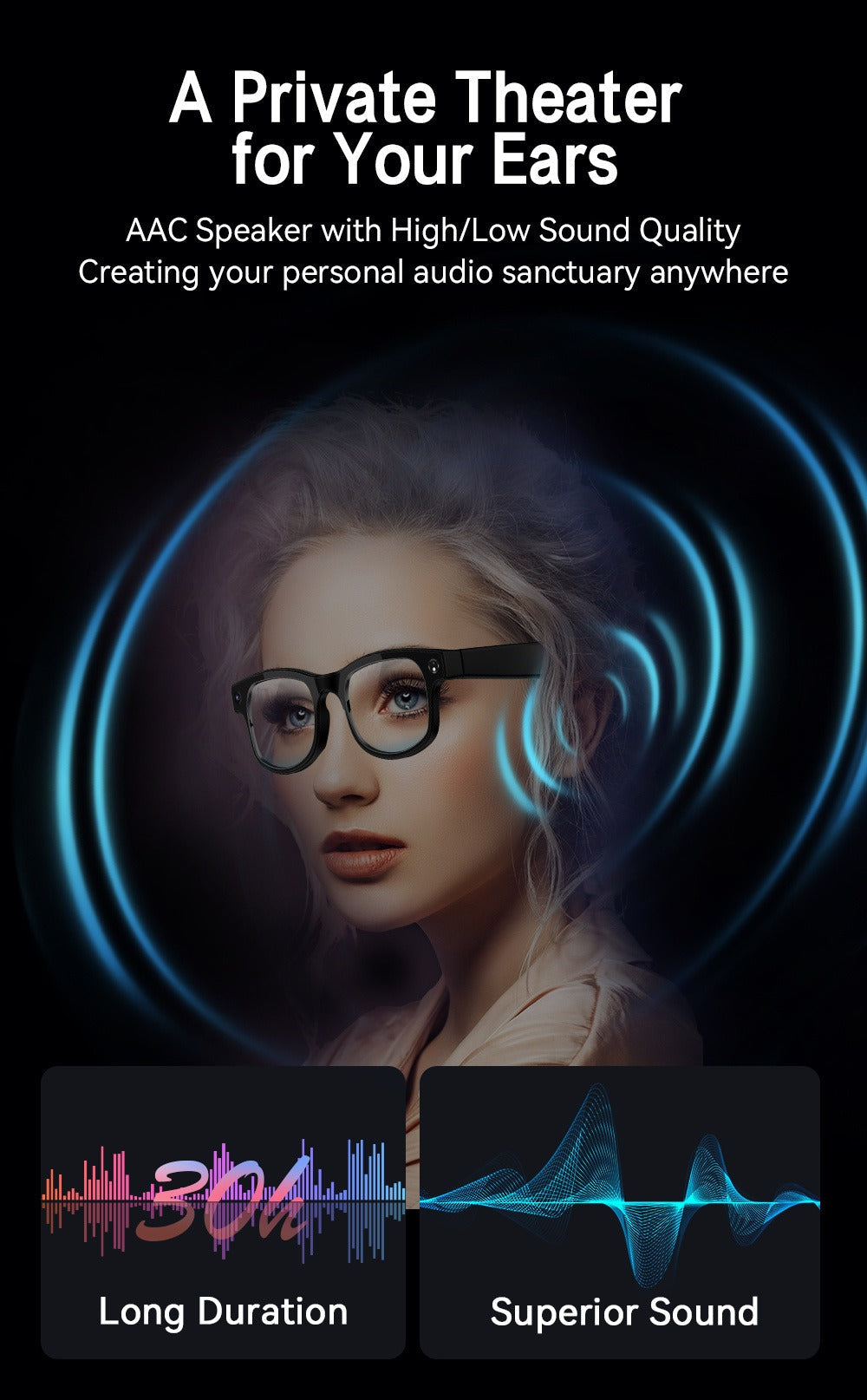 Bluetooth Smart Glasses with 8MP HD Camera – AI Real-Time Translation, Object Recognition, Touch Control, Bluetooth Call & Music, Wearable for Men & Women