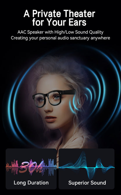 Bluetooth Smart Glasses with 8MP HD Camera – AI Real-Time Translation, Object Recognition, Touch Control, Bluetooth Call & Music, Wearable for Men & Women