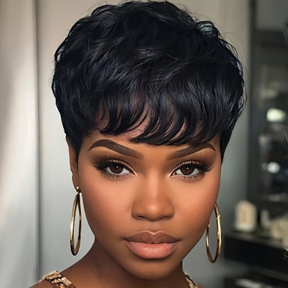 Short Body Wave Synthetic Wig with Bangs & Rose Net Cap – Colorful Fashion Wig for Women in Orange, Purple, Wine Red, Green, Blue & Brown, Lightweight Adjustable Daily Wear, 6 Inch