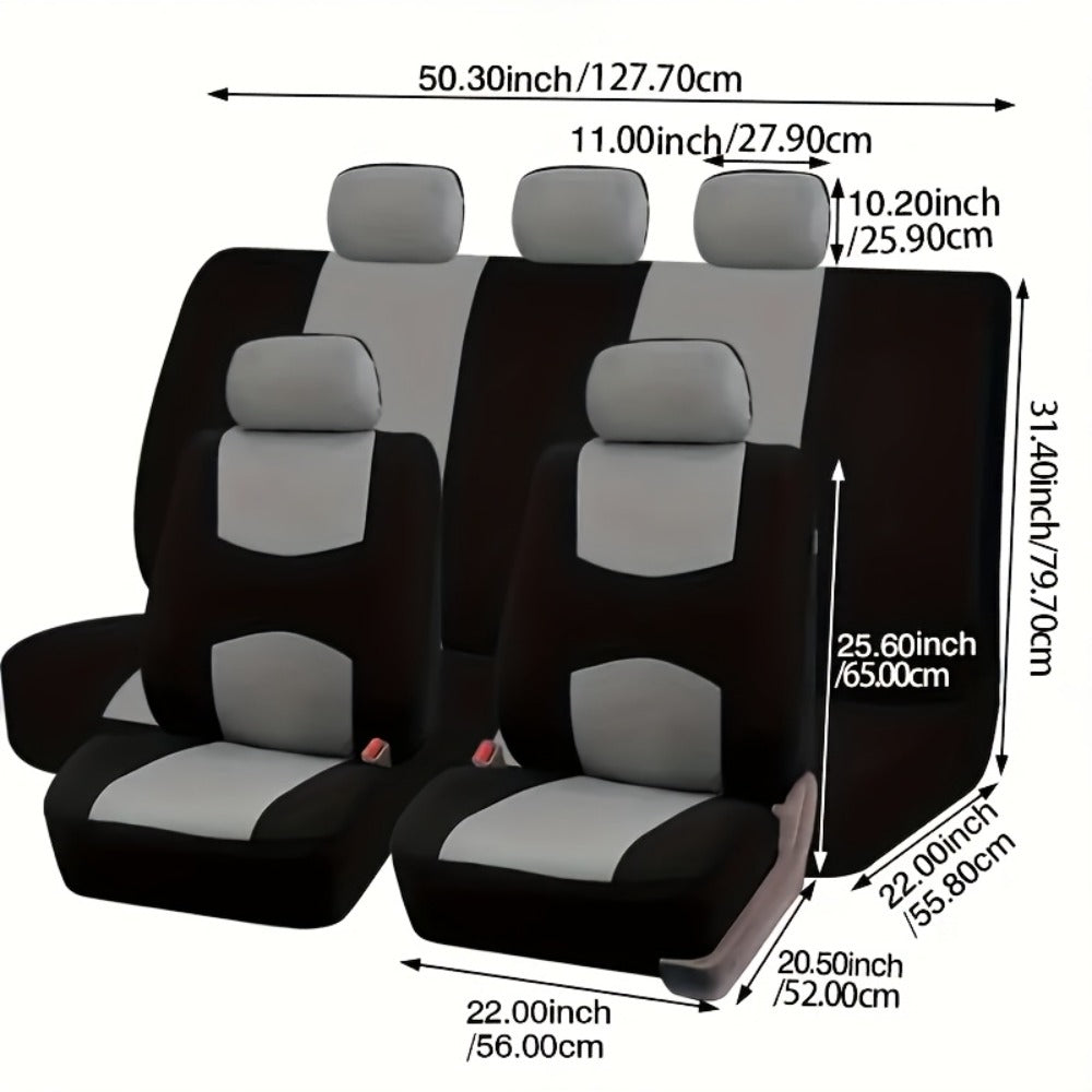 Car Seat Covers 5-Seat Full Set – Thickened Breathable Fabric, Dust-Proof Wear-Resistant, All-Season Universal Fit, 10 Colors for Sedan SUV Truck