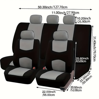 Car Seat Covers 5-Seat Full Set – Thickened Breathable Fabric, Dust-Proof Wear-Resistant, All-Season Universal Fit, 10 Colors for Sedan SUV Truck