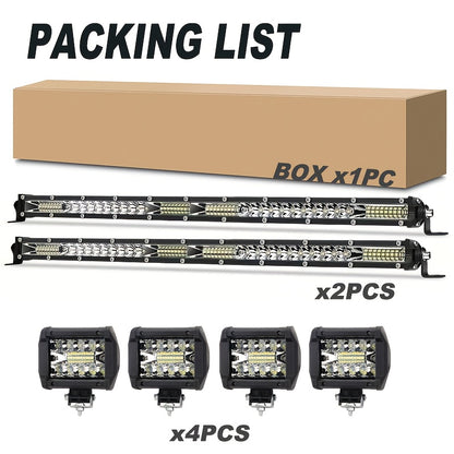 LED Work Light Bar Kit for Off-Road Truck Jeep SUV ATV UTV Tractor, 12-24V 2000-3000LM Combo 22in 10in + 4in Spot Flood Lights, No Battery Required, Hard Wire or Direct Power