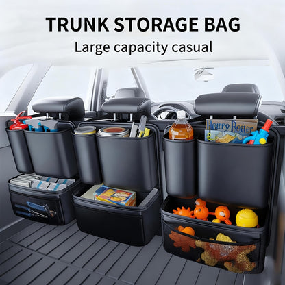 Car Trunk Organizer, Foldable PU Leather Multi-Pocket Bag with Bottle Slots, Adjustable Straps and 1- or 3-Piece Options