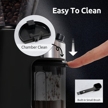 Burr Coffee Grinder Electric Automatic | 25 Precise Grind Settings | 40-Second Digital Timer | Adjustable Burr Mill | Consistent Grind for Espresso Drip French Press | Black Coffee Grinder