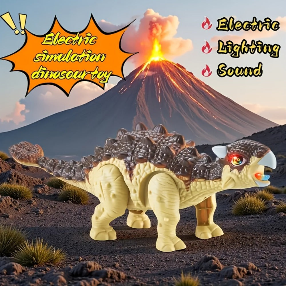 Walking Ankylosaurus Dinosaur Toy with Glowing Lights & Roaring Sound, Interactive Robot Dinosaur for Kids Ages 3-12