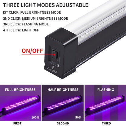 Compact USB UV Black-Light Bar Set with Pictured LED Rows, Inline Controls and 5-, 6-, 7- or 8-Pack Options