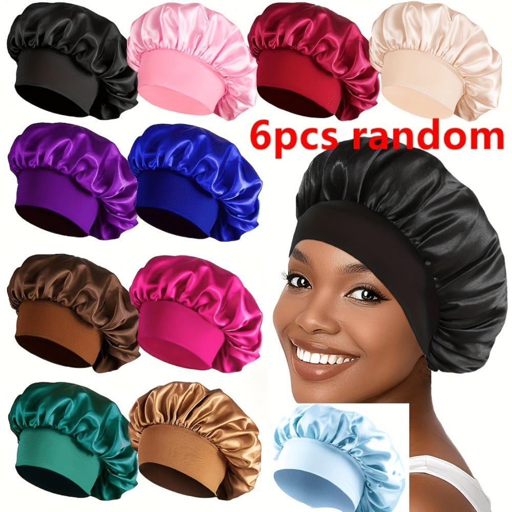 Six-Piece Printed Shower Cap Set in Five Protected Assorted Color and Cartoon Pattern Options