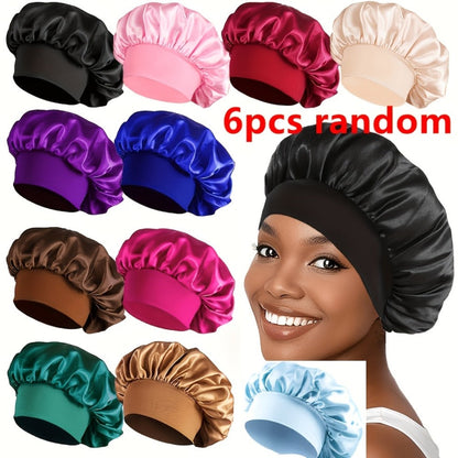 Six-Piece Printed Shower Cap Set in Five Protected Assorted Color and Cartoon Pattern Options