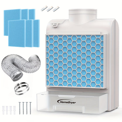 Indoor Electric Dryer Vent Kit with Lint Trap Box, Stainless Steel Screen, Six Filters and Vent Hose