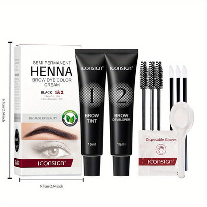 Two-in-One Brow Styling and Color Kit with Applicator, Disposable Clips and Two Shade Options