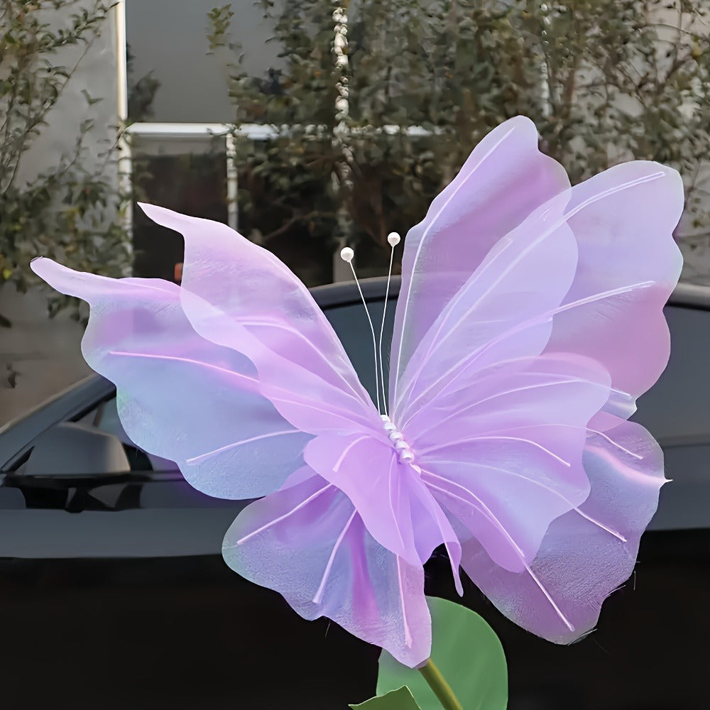 3D Artificial Butterfly Decorations 2pcs – Realistic Featherless Fake Butterflies for Wedding, Home, Garden & Party Decor | No Electricity Required | All-Season Indoor Outdoor Holiday Accent