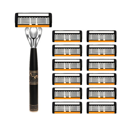 Men's Razor 6-Layer Blade Refill Kit with Handle Smooth Precise Shaving - Multiple Options 6 12 24 30 36 Blades Cartridge Razor Anti-Irritation Close Shave Grooming Gift for Men