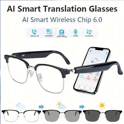 ChatGPT AI Smart Glasses with 8MP HD Camera – Real-Time Translation, Wireless Calling, Blue Light Protection, Dual Mic ENC, Touch Control, Photochromic & Camera-Free Variants for Men Women