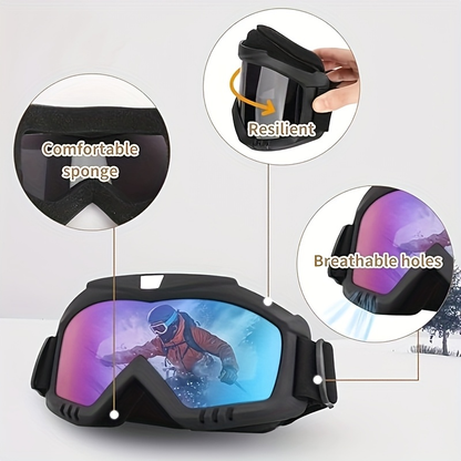 Ski Goggles 2-Pack Unisex UV400 Anti-Fog TPU Frame Adjustable Elastic Strap Snow Goggles for Skiing Snowboarding Ice Hockey Alpine Skiing – Fits All Face Shapes