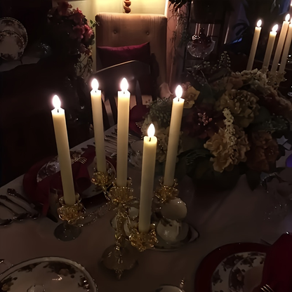 Six-Pack Ivory Flameless Taper Candles with Flickering LED Flames, Remote Control and Timer Modes
