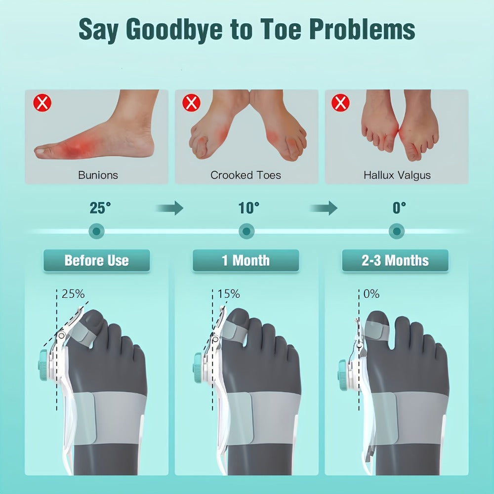 Adjustable Knob Big Toe Alignment Brace with Heel Strap for Left or Right Foot, One-Piece Option