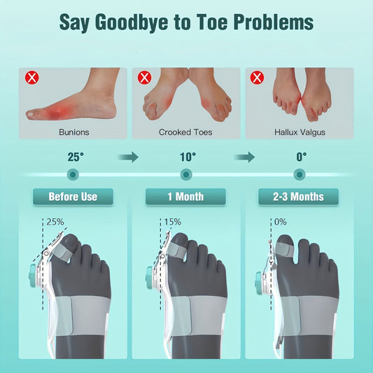 Bunion Corrector for Men and Women Adjustable Knob Splint Brace with Non-Slip Heel Strap Fits Left and Right Foot Hallux Valgus Toe Straightener Orthopedic Bunion Relief Device