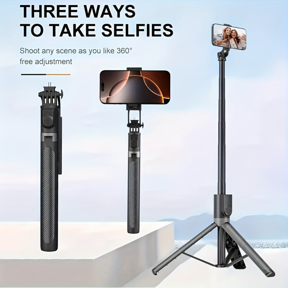 67 Inch Selfie Stick Tripod Retractable Floor Stand with Wireless Remote & 360° Rotation – Anti-Shake Portable Phone Tripod for Live Streaming, Travel Vlogs & Outdoor Filming, iPhone & Android