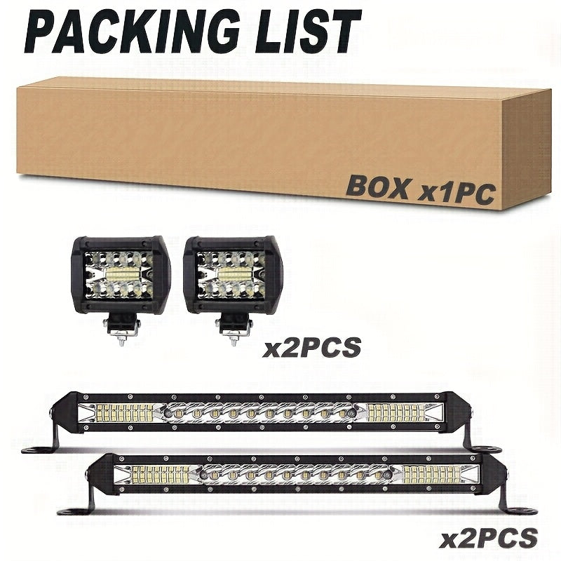 LED Work Light Bar Kit for Off-Road Truck Jeep SUV ATV UTV Tractor, 12-24V 2000-3000LM Combo 22in 10in + 4in Spot Flood Lights, No Battery Required, Hard Wire or Direct Power