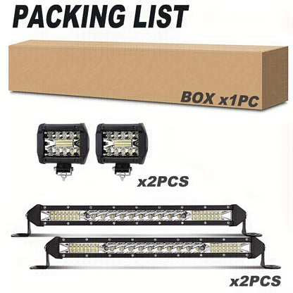 LED Work Light Bar Kit for Off-Road Truck Jeep SUV ATV UTV Tractor, 12-24V 2000-3000LM Combo 22in 10in + 4in Spot Flood Lights, No Battery Required, Hard Wire or Direct Power