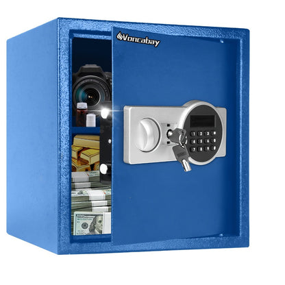 Home Security Safe Box with Sensor Light & Fireproof Bag – Digital Keypad Lock Box with Backup Keys for Cash, Jewelry & Valuables – Wall, Floor & Closet Mountable Safe (Multiple Sizes & Colors)