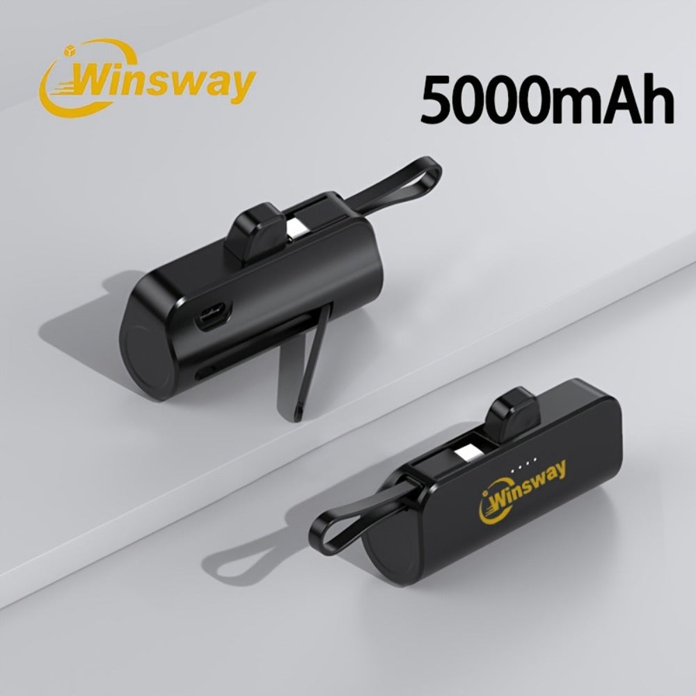 Power Bank 5000mAh Capsule with Dual-Port Options, Wireless Charging and Phone Holder in Four Colors