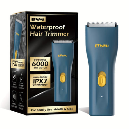 Ceramic-Blade Body Hair Trimmer with IPX7 Rating, LCD Battery Display and Black, Blue or White Housings