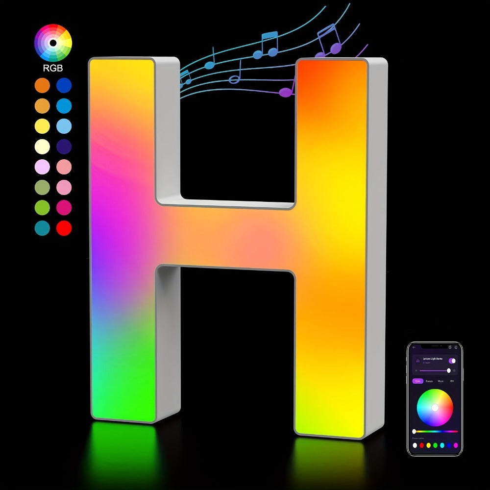RGB LED Letter and Number Light with 38 Checkout Shapes, USB Power, App Control and Music Sync