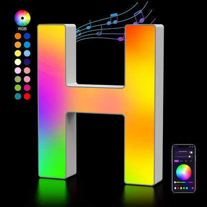 RGB LED Letter and Number Light with 38 Checkout Shapes, USB Power, App Control and Music Sync