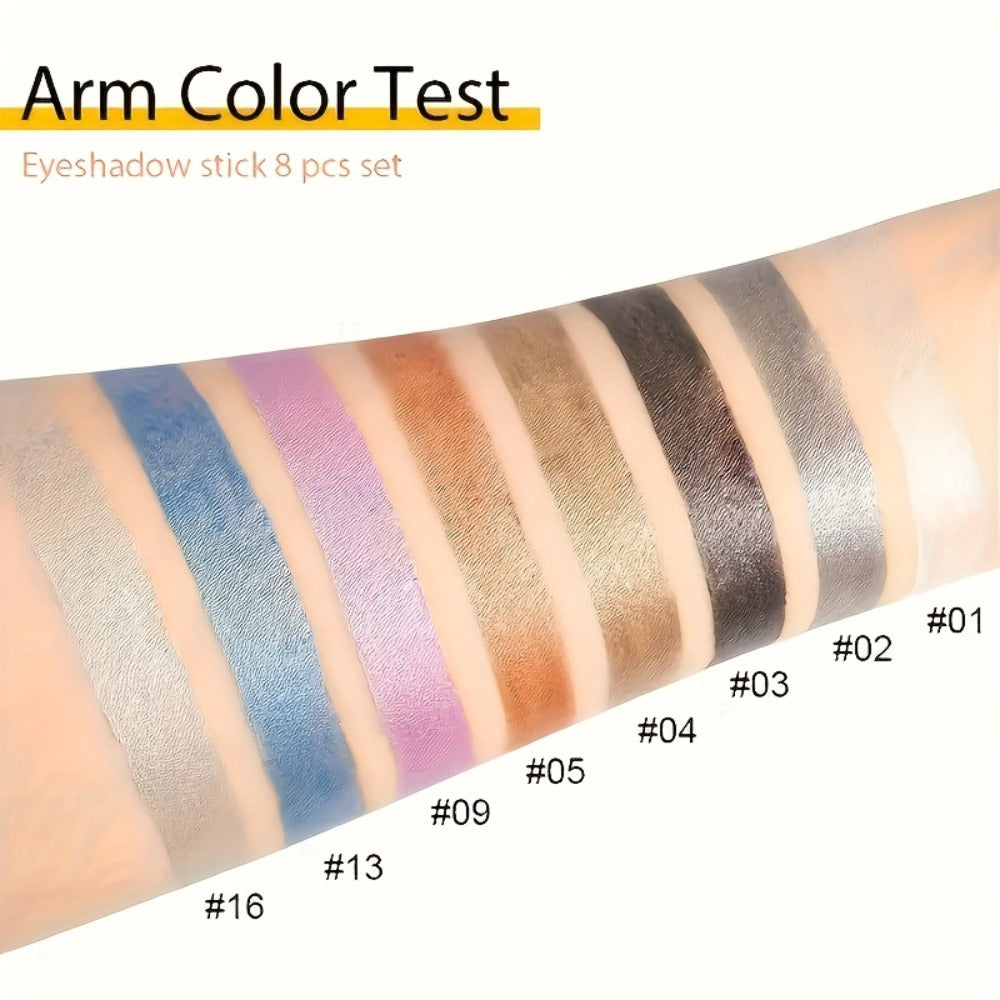 Fluorescent Eye Shadow Pen Set 8 or 16 Pcs, Shimmer Matte & Neon Gel Eyeliner Pencil Kit, for Makeup, Travel and Everyday Vanity Use