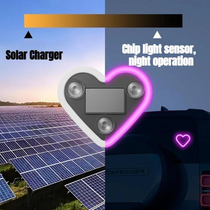 Car Interior Neon Heart Lights Solar USB Rechargeable 5 Lighting Modes Vibration-Sensing Auto On/Off Dashboard Decoration for Cars Trucks SUVs, 2pcs Set Iridescent Pink Blue Red Ice Blue Gift