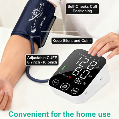 Blood Pressure Monitor Upper-Arm Device with 8.7-16.5 Inch Cuff, 4.5-Inch Backlit Display, Voice and 2 x 99 Memory