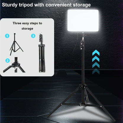 Square Fill Light Kit 10 Inch with Metal Ball Head & 15 Inch Extension Rod, Adjustable Tripod, 3 Color Modes
