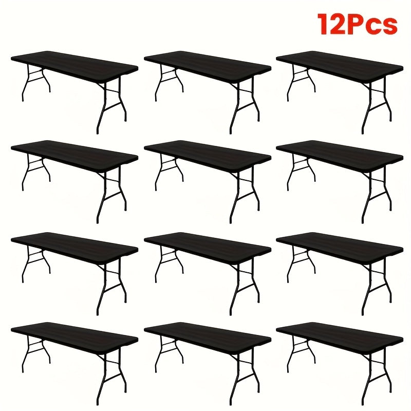 Tablecloth Elastic Cover Set for 6-Foot Rectangle Tables in 3, 6, 9 or 12 Pieces and Three Colors
