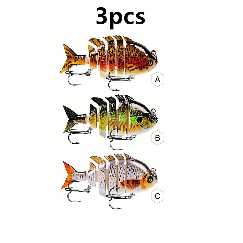 Three-Piece Six-Section Fishing Swimbait Set with Multi-Jointed Bodies for Freshwater Angling