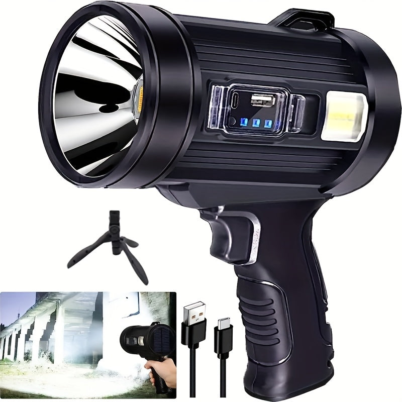 Flashlight IPX4 Solar and USB Rechargeable Searchlight with Six Modes and Three Color Filters