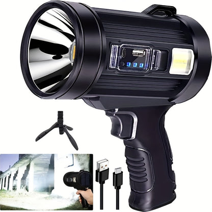 Flashlight IPX4 Solar and USB Rechargeable Searchlight with Six Modes and Three Color Filters