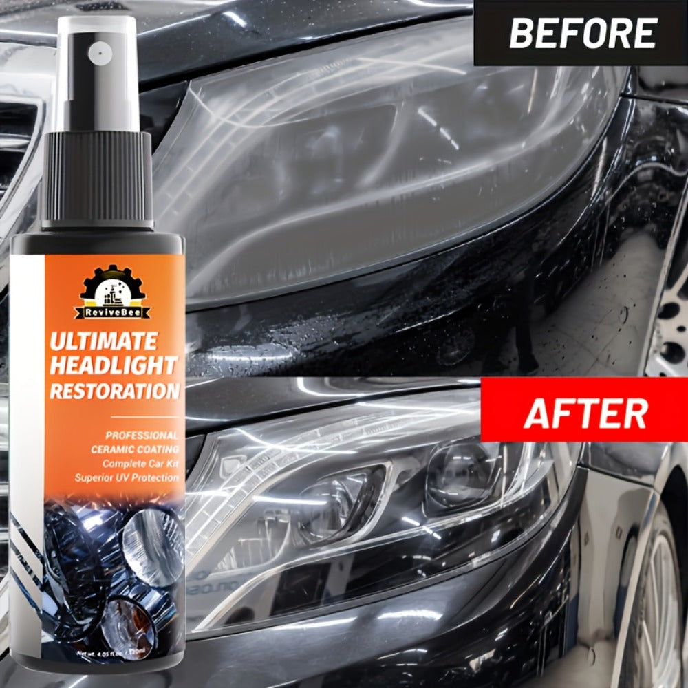 Car Headlight Restoration Kit – Removes Yellowing & Scratches, Restores Lens Clarity, Chemical-Free Physical Polish Cleaning Solution, Universal for All Vehicles, 1 Bottle