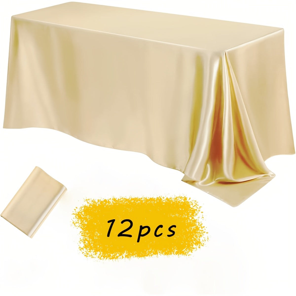 Satin Tablecloth 12pcs 57"x102" Rectangular Silky Smooth Fabric Table Cover for Wedding Banquet Birthday Party Holiday Event