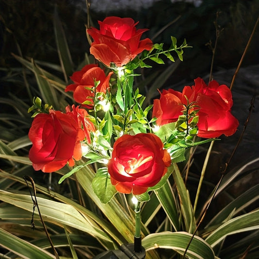 Solar Garden Lights Outdoor 2 Pack – 14 Realistic Rose Stake Lights, Solar Powered Yard & Patio Decor