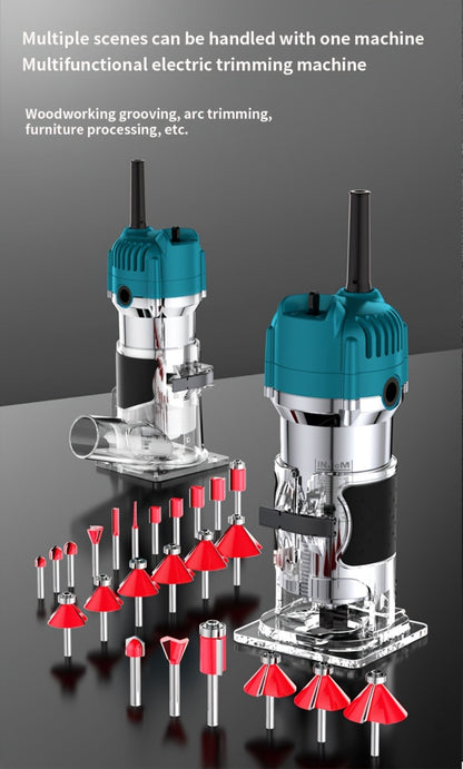 Electric Edge Cutting Machine Multifunctional Wood Router Trimmer - Adjustable Speed, Wood Chamfering Slotting Milling Carving Tool with Accessories, Industrial Planer for Woodworking