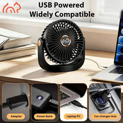 Portable USB Rechargeable Fan, 5-Speed Turbo Strong Wind Fan, Adjustable Hanging Vertical Fan for Wall, Desktop and Ceiling Mount, Fast Cooling Personal Fan for Home, Office and Outdoor Camping