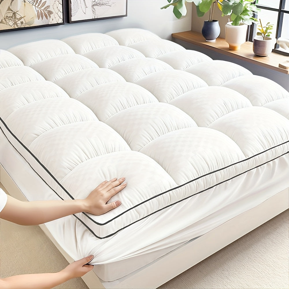 Deep-Pocket Quilted Mattress Topper in Blue, White, Grey or Black with Twin through King Sizes