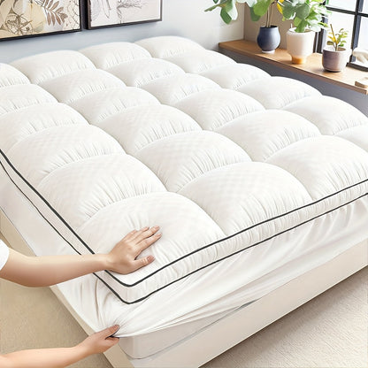 Deep-Pocket Quilted Mattress Topper in Blue, White, Grey or Black with Twin through King Sizes